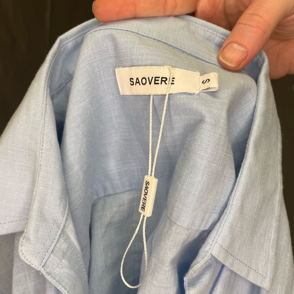 NWOT Linen and Cotton Blend Light Blue Button-Down Shirt - Women - Picture 6 of 8